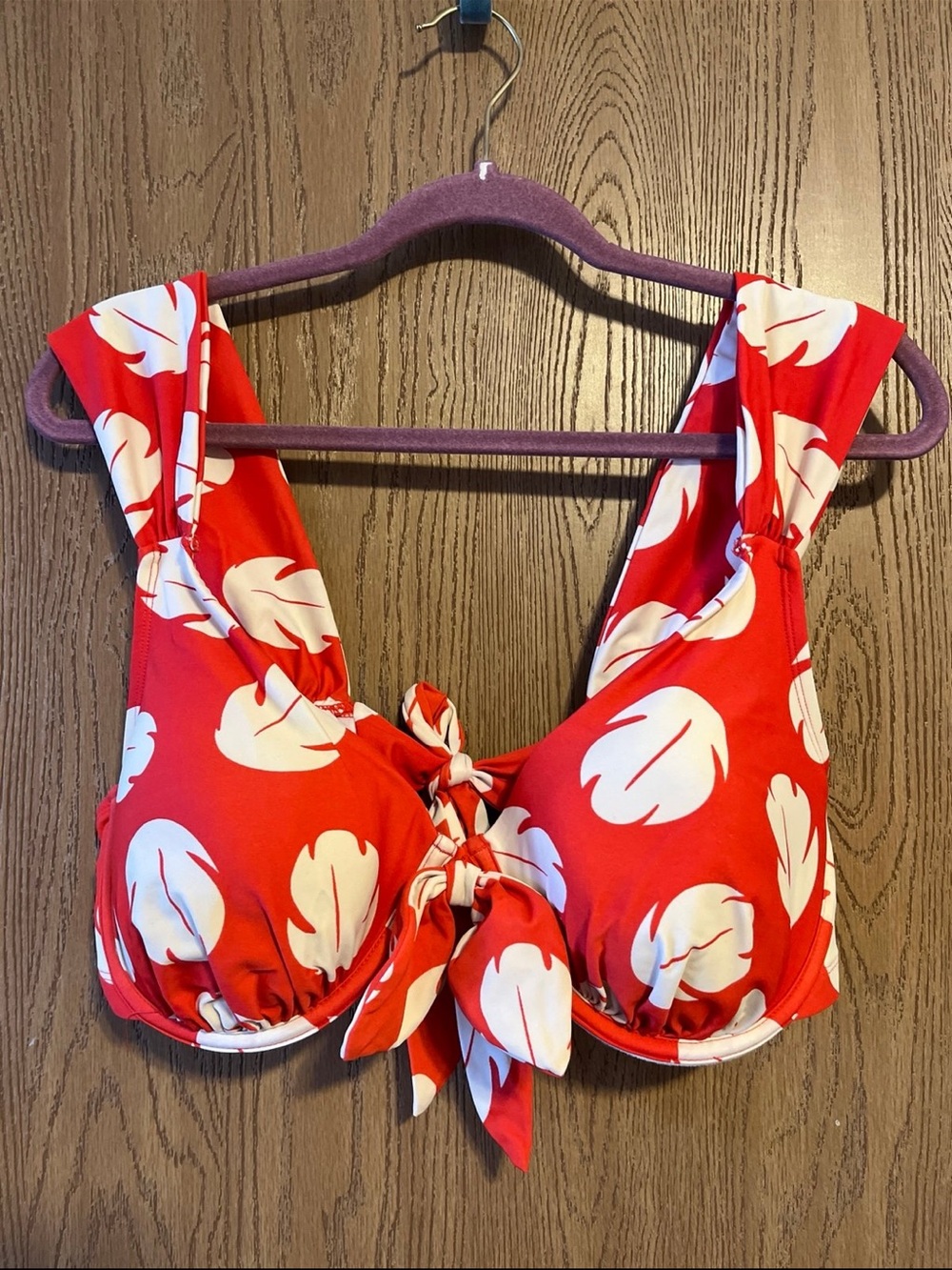 Disney Lilo & Stitch Bikini Top Plus Size 0 Red & White Leaf Lilo Dress Print